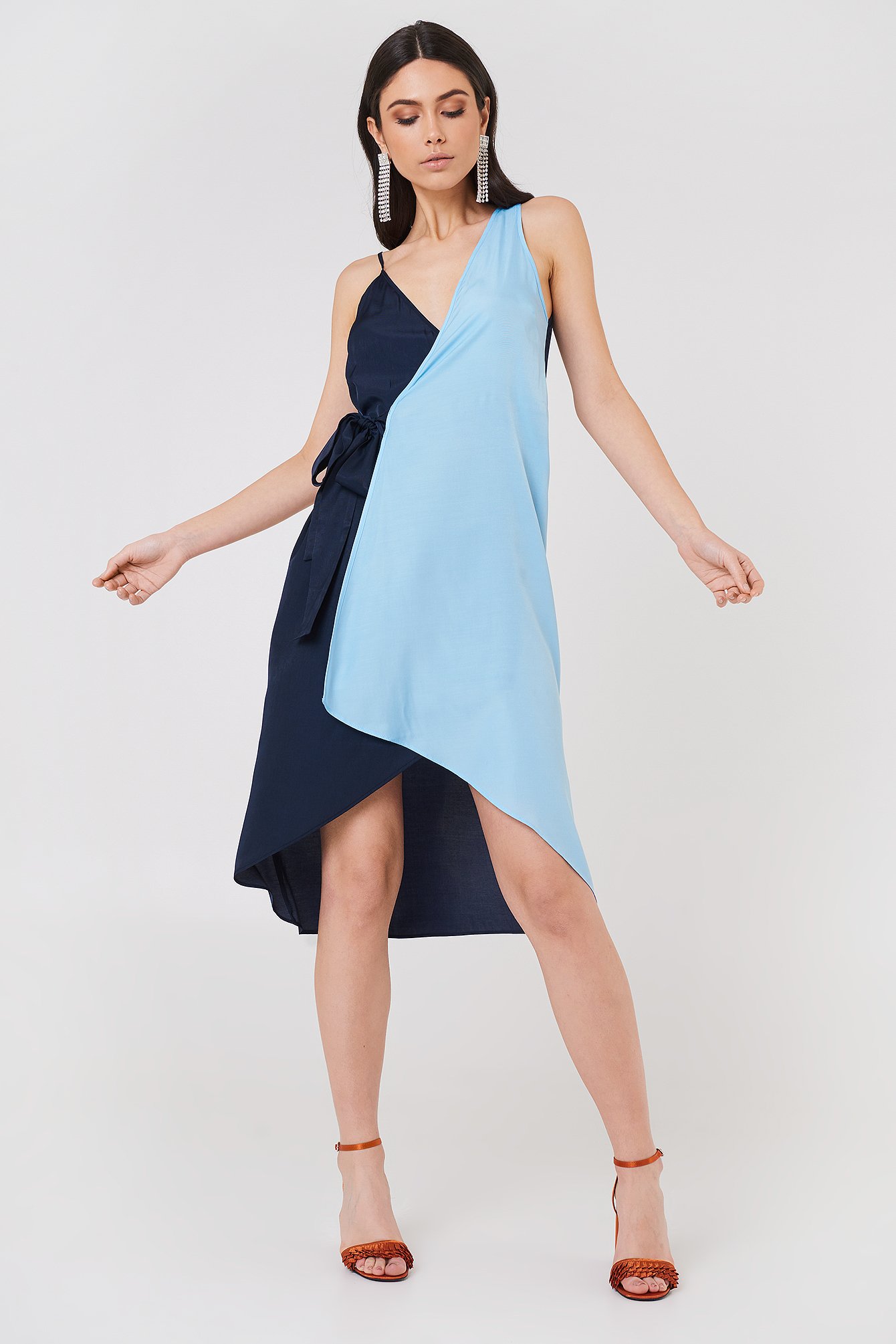 Asymmetric Wrap Dress Blue | na-kd.com
